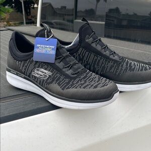 Skechers Dual-Lite Black and White Athletic Shoes slip on